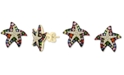 EFFY Collection EFFY&reg; Multi-Sapphire (7/8 ct. t.w.) & Diamond (1/6 ct. t.w.) Starfish Stud Earrings in 14k Gold